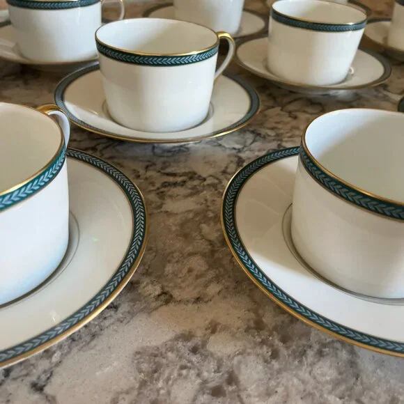 Raynaud Limoges France Limoges Cup & Saucer Set LAURIER BLUE By Ceralene - Picture 2 of 6